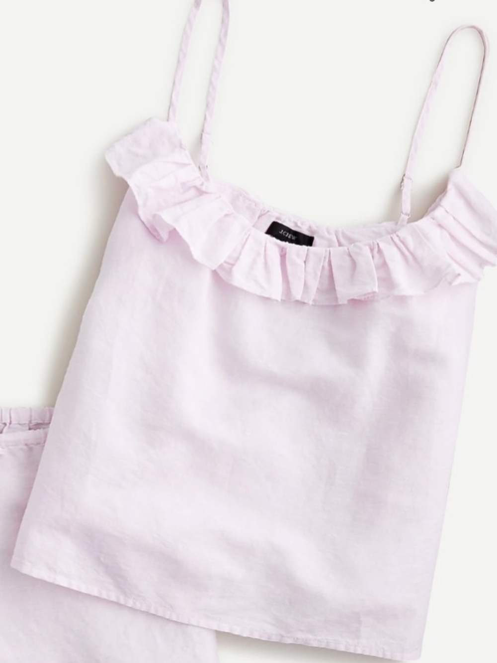 J. Crew Pale Pink Ruffle-Trim Linen Camisole